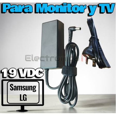 Fuente alternativa para monitor televisor samsung lg 19V 3,42A completo con cable 220v